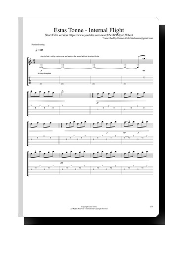 Estas Tonne - Internal Flight (Trailer Version) Hannes Zedel Transcription Note i Tabovi